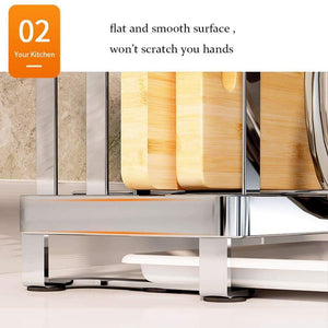 Save multifunctional cutting board and knife holder stainless steel organizer with anti slippery mat and bottom removable water tray kitchen utensils storage drying drainer rack for knives pot cover fork