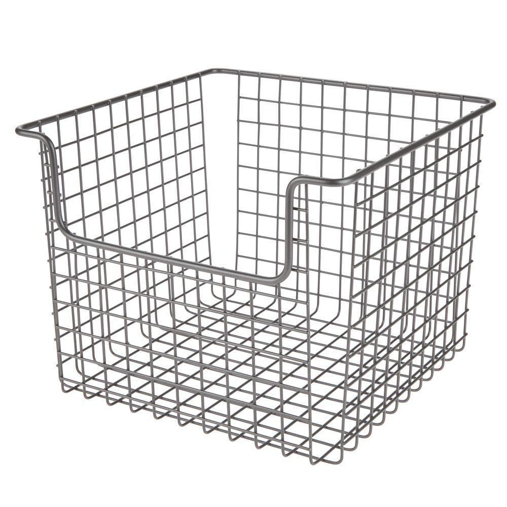 Buy now mdesign metal wire open front organizer basket for kitchen pantry cabinet shelf holds canned goods baking supplies boxed food mixes fruits vegetables snacks 10 wide 4 pack graphite gray
