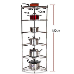 Get ddshelf vertical shelf stainless steel kitchen triangle rack corner rack put pot shelf storage supplies floor multi storey office bathroom adjustable display stand color 6tier size 4040cm