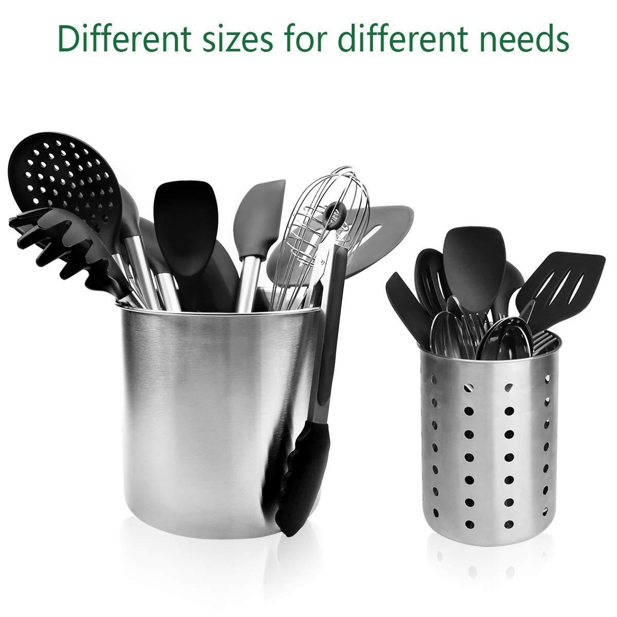 Discover the utensil holder stainless steel kitchen cooking utensil holder for organizing and storage dishwasher safe silver 2 pack