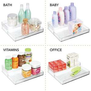 Explore mdesign plastic kitchen canned food storage organizer shelves holder for cabinet countertop pantry holds beans sauces tomato paste vegetables soups 2 levels 12 w 2 pack clear