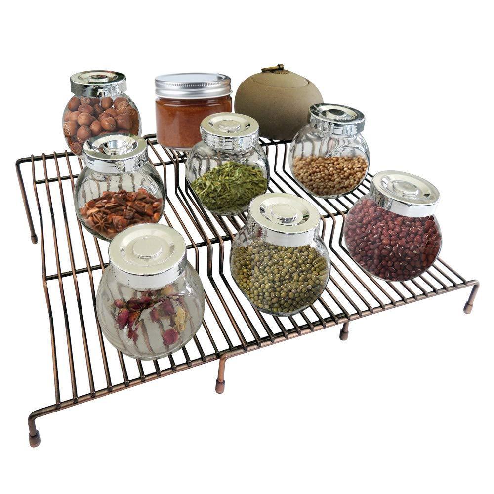 Exclusive 3 tier spice rack step shelf cabinet countertop kitchen organizer expandable stackable pantry bathroom multipurpose storage rack holder non skid 2 pack