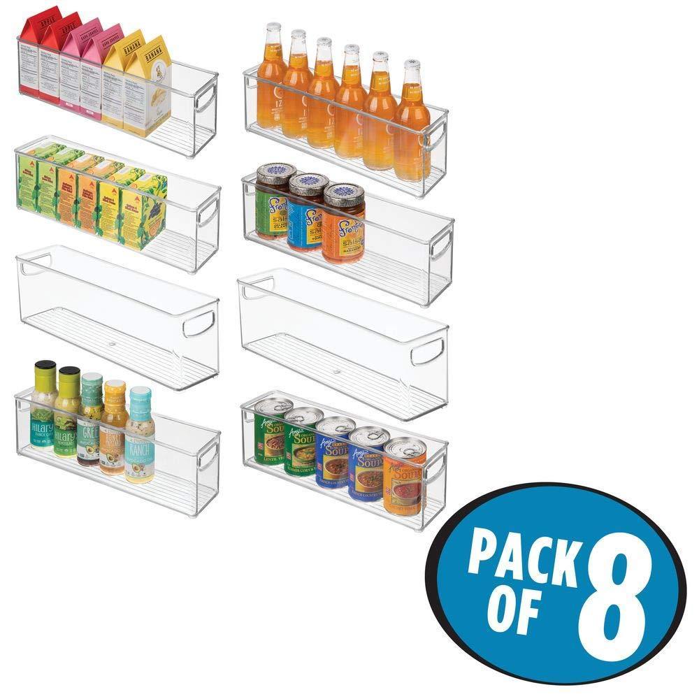 Purchase mdesign plastic stackable kitchen pantry cabinet refrigerator or freezer food storage bins with handles organizer for fruit yogurt snacks pasta bpa free 16 long 8 pack clear