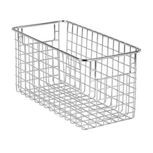 Products mdesign farmhouse decor metal wire food storage organizer bin basket with handles for kitchen cabinets pantry bathroom laundry room closets garage 12 x 6 x 6 8 pack chrome