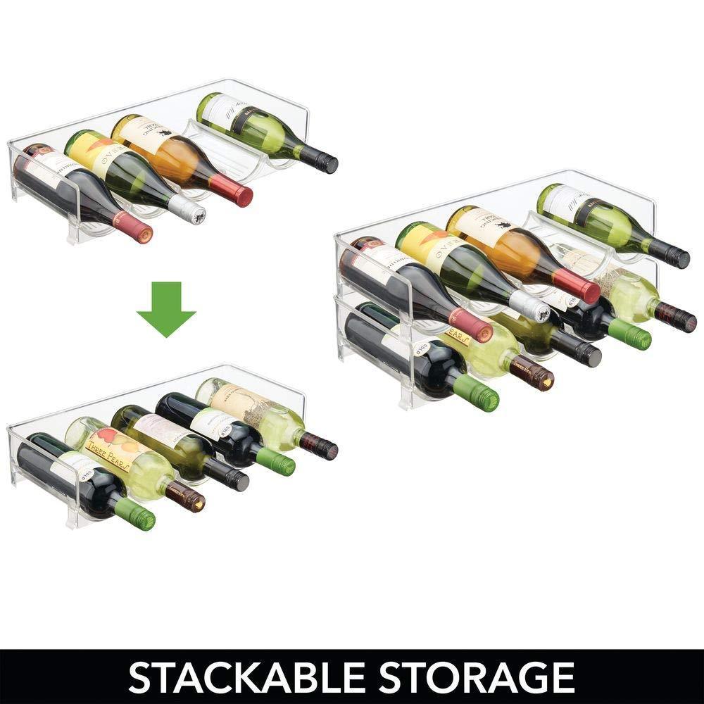 Products mdesign plastic free standing water bottle and wine rack storage organizer for kitchen countertops table top pantry fridge stackable holds 5 bottles each 4 pack clear
