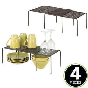Featured mdesign adjustable metal kitchen cabinet pantry countertop organizer storage shelves expandable 4 piece set durable steel non skid feet bronze