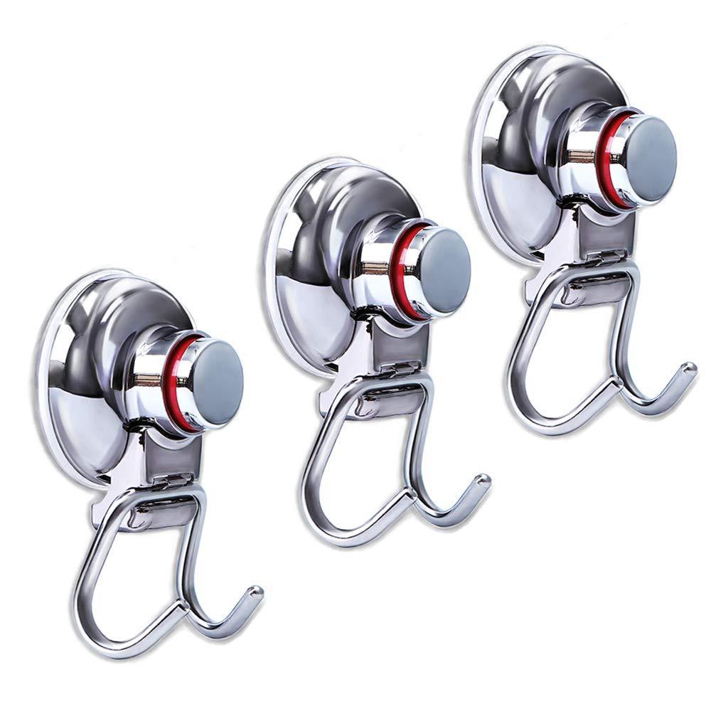 Latest suction cup hooks heavy duty vacuum hook wall suction hooks for flat smooth wall bathroom kitchen towel robe loofah stainless steel chrome pack of 3