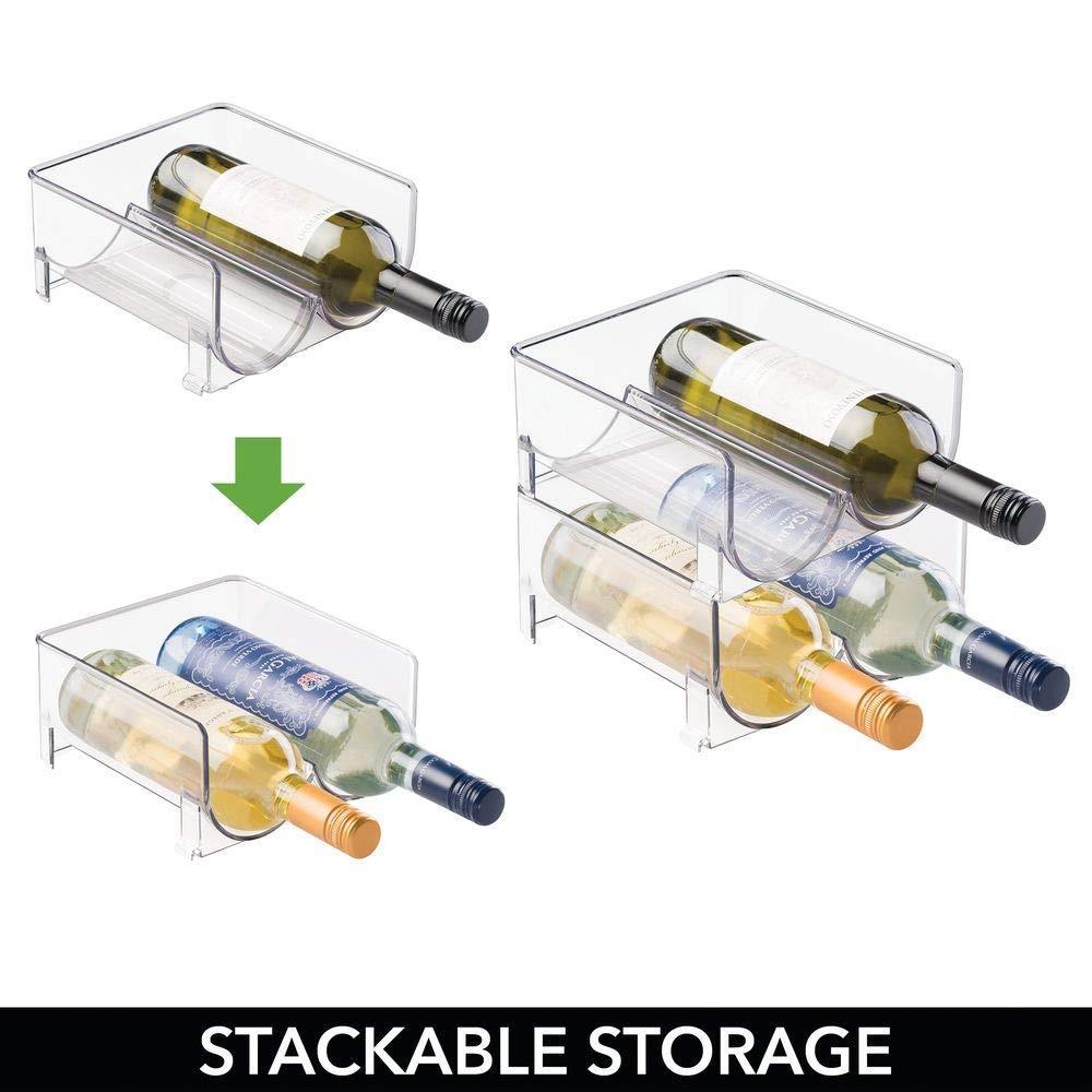 Top rated mdesign plastic free standing wine rack storage organizer for kitchen countertops table top pantry fridge holds wine beer pop soda water bottles stackable 2 bottles each 8 pack clear