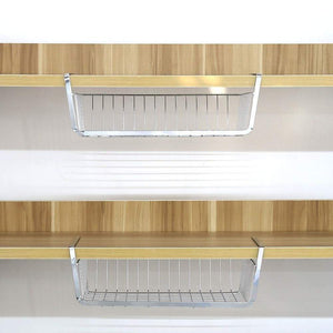 Shop monpearl 3 pack 16 4 under shelf basket under cabinet wire shelves for cabinet thickness max 1 45 hanging shelf basket on kitchen pantry desk bookshelf silver large size