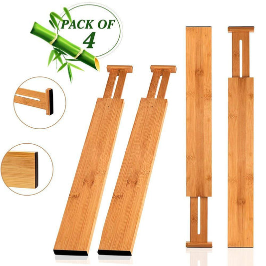 Featured hossejoy bamboo drawer divider kitchen drawer organizer spring adjustable expendable drawer dividers best dividers for kitchen dresser bedroom baby drawer bathroom desk pack of 4