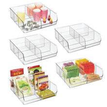 Save on mdesign plastic wide food storage organizer bin caddy for kitchen pantry cabinet countertop holds baking supplies spices pouches dressing mixes tea sugar packets 6 sections 5 pack clear