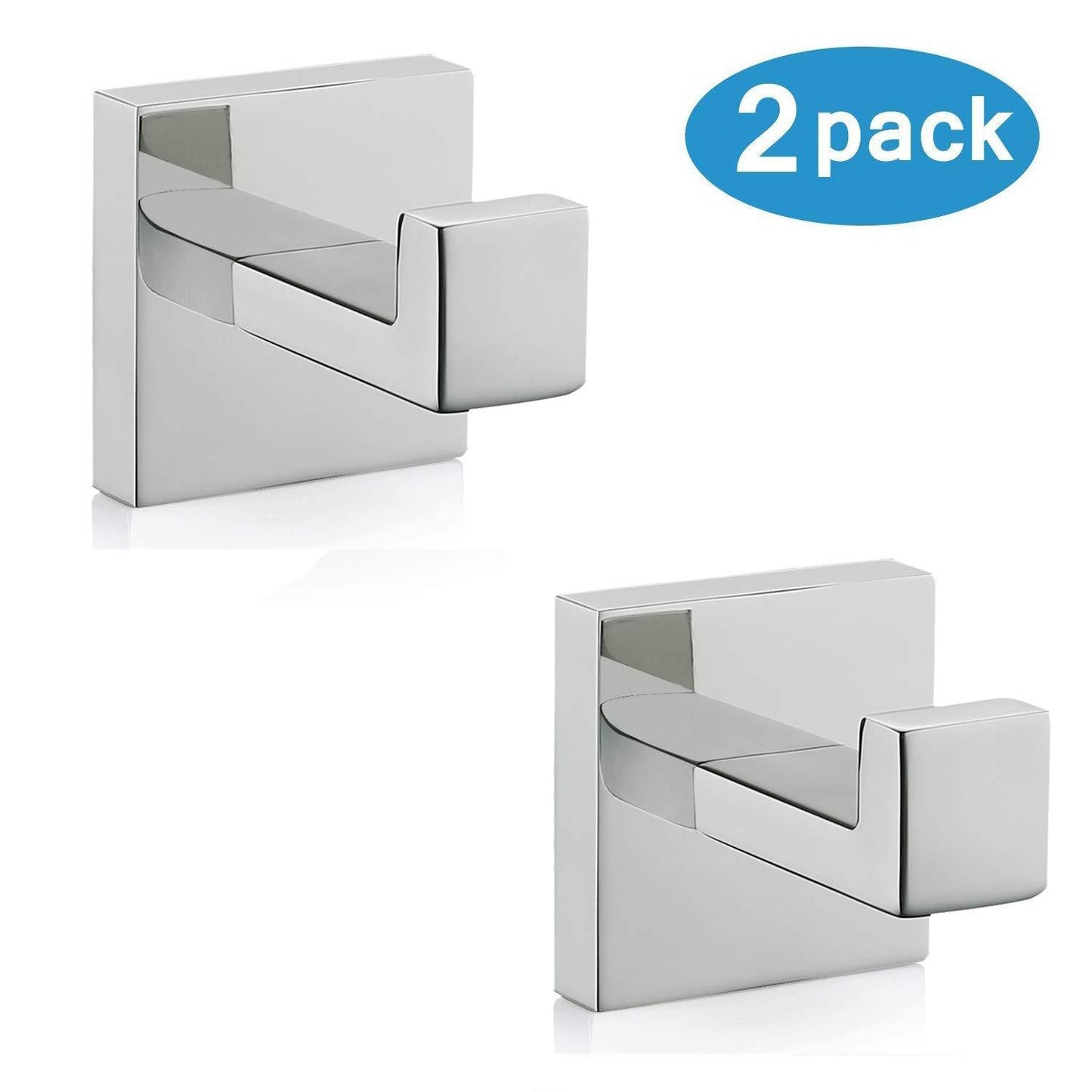 Top rated nolimas bath towel hook sus 304 stainless steel square clothes towel coat robe hook cabinet closet door sponges hanger for bath kitchen garage heavy duty wall mounted chrome polished finish 2pack