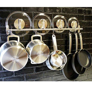 Discover the best tevizz gourmet kitchen wall mount rail and hooks stainless steel pot pan lid holder rack