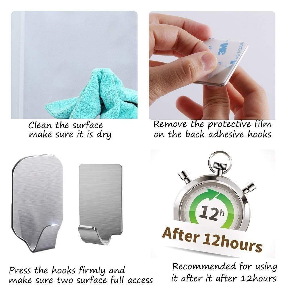 Kitchen adhesive hooks 16 pack 3m self adhesive wall hooks for key robe coat towel heavy duty stainless steel wall mount hooks for kitchen bathroom toilet