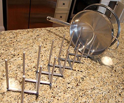 Best brightmaison kitchen pot lid plate holder rack stainless steel 8 sectional adjustable length accordion style can be extended to 30