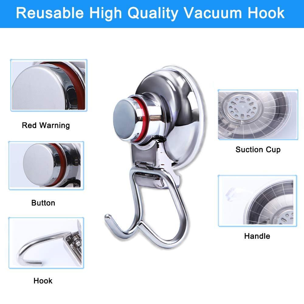 Products suction cup hooks heavy duty vacuum hook wall suction hooks for flat smooth wall bathroom kitchen towel robe loofah stainless steel chrome pack of 3