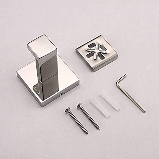 Luxury 304 Stainless Steel Bathroom Single Towel Hook Robe Chrome Wall Mount Coat Hat Door Hook Hanger Mirror Polished Bathroom Accessories 5Pcs (5)