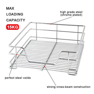 Selection evergohome roll out kitchen cabinet organizer adjustable chrome pull out cabinet organizer heavy duty side mount single sliding shelf suitable for 20 inches wide kitchen cabinet external