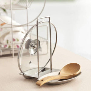 Top rated ruior kitchen stainless steel pot cover rack holder with water tray multifunction rack pot lid holders