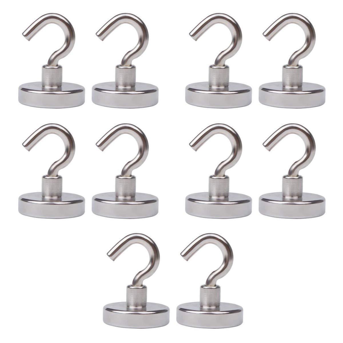Buy tlbtek 10 pack of 75 lbs neodymium magnetic hooks heavy duty powerful strong magnetic hooks for bathroom bedroom kitchen workplace office and garage