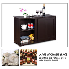 Shop costzon kitchen storage sideboard antique stackable cabinet for home cupboard buffet dining room espresso sideboard with sliding door