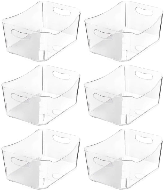 Top rated ybm home open bin storage basket kitchen pantry bathroom vanity laundry health and beauty product supply organizer under cabinet caddy medium 6 pack clear