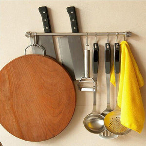 Organize with pan pot hanger hooks rack ulifestar wall mout stainless steel kitchen utensil organizer storage lid holder rest 15rail rod with 7 hanging hooks
