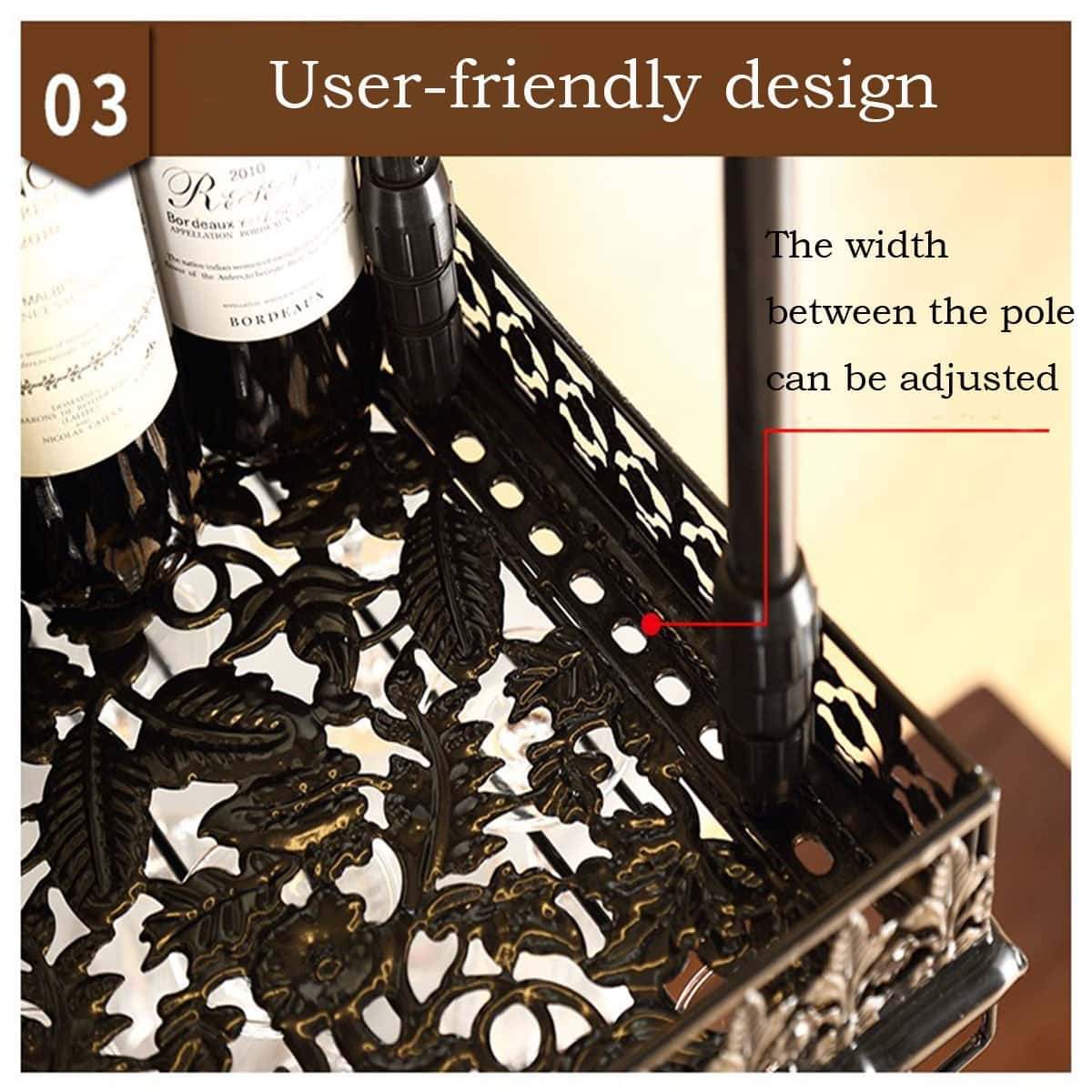 Best warm van industrial vintage metal bar wine glass hanging rack retro upside down stemware goblet wine glass holder tableware bottle floating shelf for home kitchen bronze 47 2l