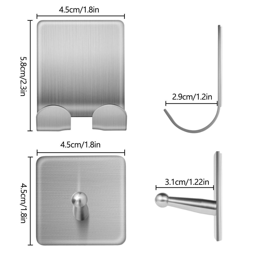 Buy adhesive hooks stainless steel wall hooks hanger 4 key hooks and 2 plug holder hook double hooks for hanging kitchen bathroom office