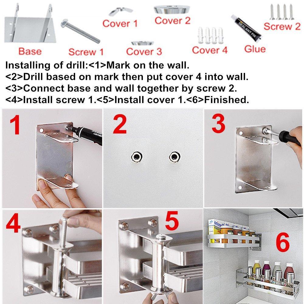 Selection ming hong tang 180 rotatable stainless steel kitchen storage collecter for seasoning no drill to install detachable to wash