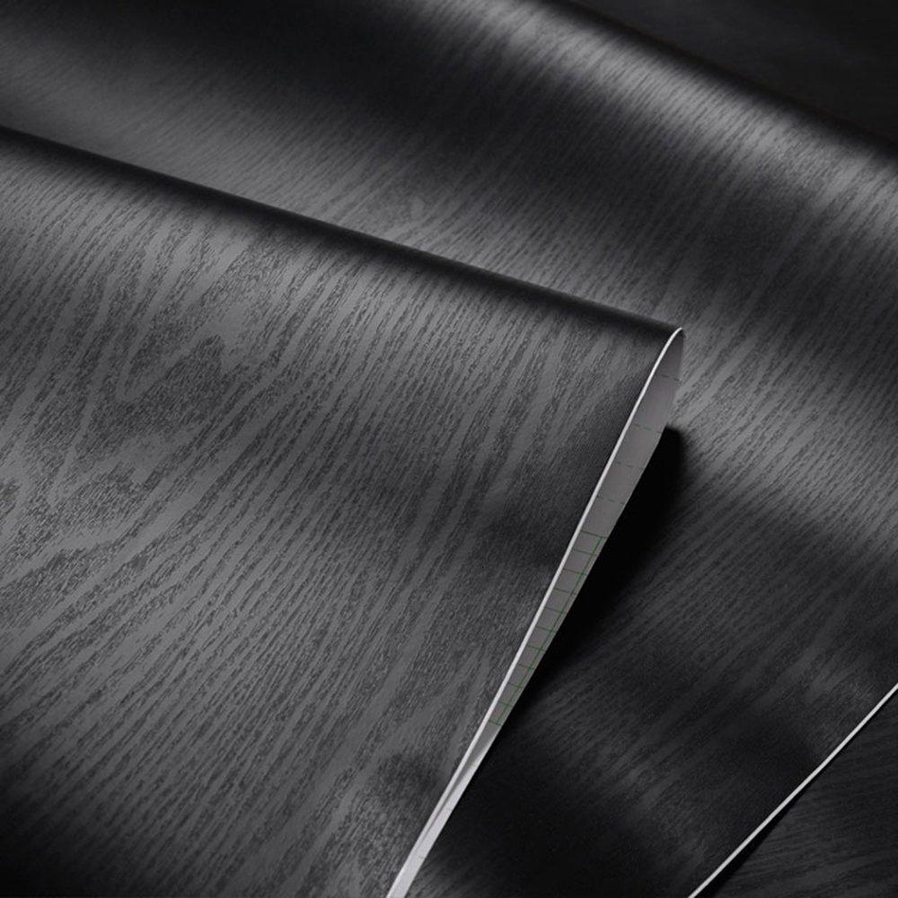 Exclusive textured black wood grain contact paper self adhesive shelf liner for bathroom kitchen cabinets shelves countertop table arts crafts decal 24x117 inches