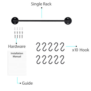 Buy wallniture gourmet kitchen rail rack pot pan lid organizer and 10 hooks 16 inch black