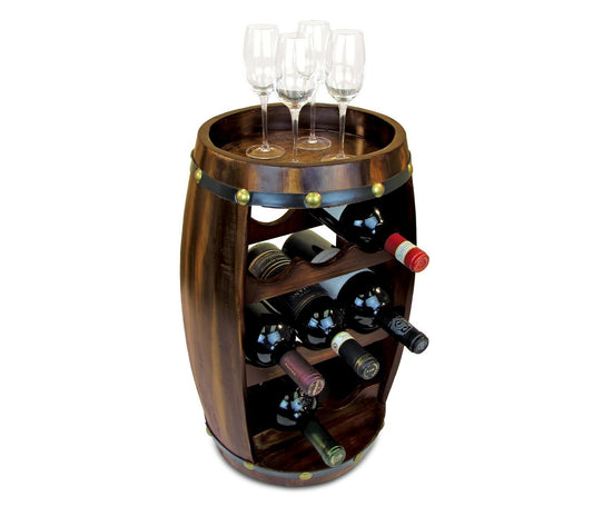 Storage organizer puzzled alexander wine rack 8 bottle free standing wine holder bottle rack floor stand or countertop wine wooden barrel decor storage organizer liquor display to decorate home kitchen bar accessory