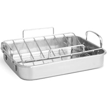 VonShef Stainless Steel Roaster Pan with Rack – Ideal for Roasting Chicken/Turkey/Meat Joints & Vegetables, 17 Inch, 8 Quart Capacity
