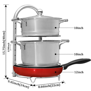 Results wiselife height adjustable pan pot organizer rack 5 tier stainless steel 10 11 12 inch heavy duty kitchenware cookware pot rack holder kitchen cabinet countertop storage solution