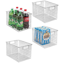 Buy mdesign large heavy duty metal wire storage organizer bin basket built in handles for food storage kitchen cabinet pantry closet bedroom bathroom garage 12 x 9 x 8 pack of 4 chrome