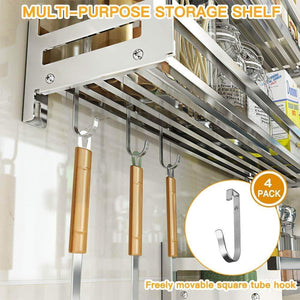 On amazon eastore life wall mounted spice rack with 4 hooks 304 stainless steel seasoning storage shelf for kitchen easy to assemble 23 6 inch