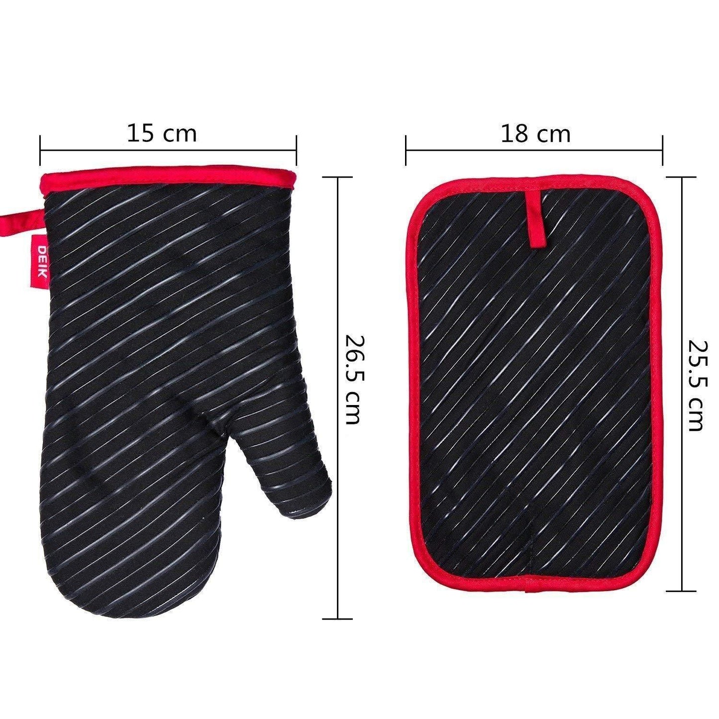 Discover the best deik oven mitts and potholders 4 piece sets for kitchen counter safe mats and advanced heat resistant oven mitt non slip textured grip pot holders nano technology