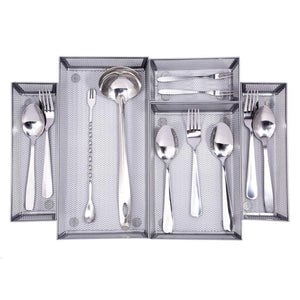 Save expandable kitchen drawer organizer 5 separate compartment with anti slip mats mesh kitchen cutlery trays silverware storage kitchen utensil flatware tray