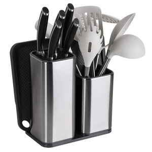Discover elfrhino utensils holder with cooking utensils set knives block utensils container flatware caddy cookware cutlery multipurpose kitchen storage crock slotted spoon spatula spaghetti server set of 10