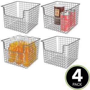 Buy mdesign metal wire open front organizer basket for kitchen pantry cabinet shelf holds canned goods baking supplies boxed food mixes fruits vegetables snacks 10 wide 4 pack graphite gray