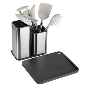 Buy elfrhino utensils holder with cooking utensils set knives block utensils container flatware caddy cookware cutlery multipurpose kitchen storage crock slotted spoon spatula spaghetti server set of 10