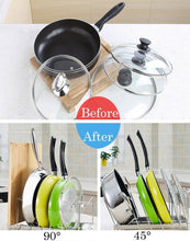 New fecihor stainless steel pan and pot lid cookware rack holder adjustable bakeware cookware kitchen cabinet pantry drying rack and countertop cookware organizer holders silver