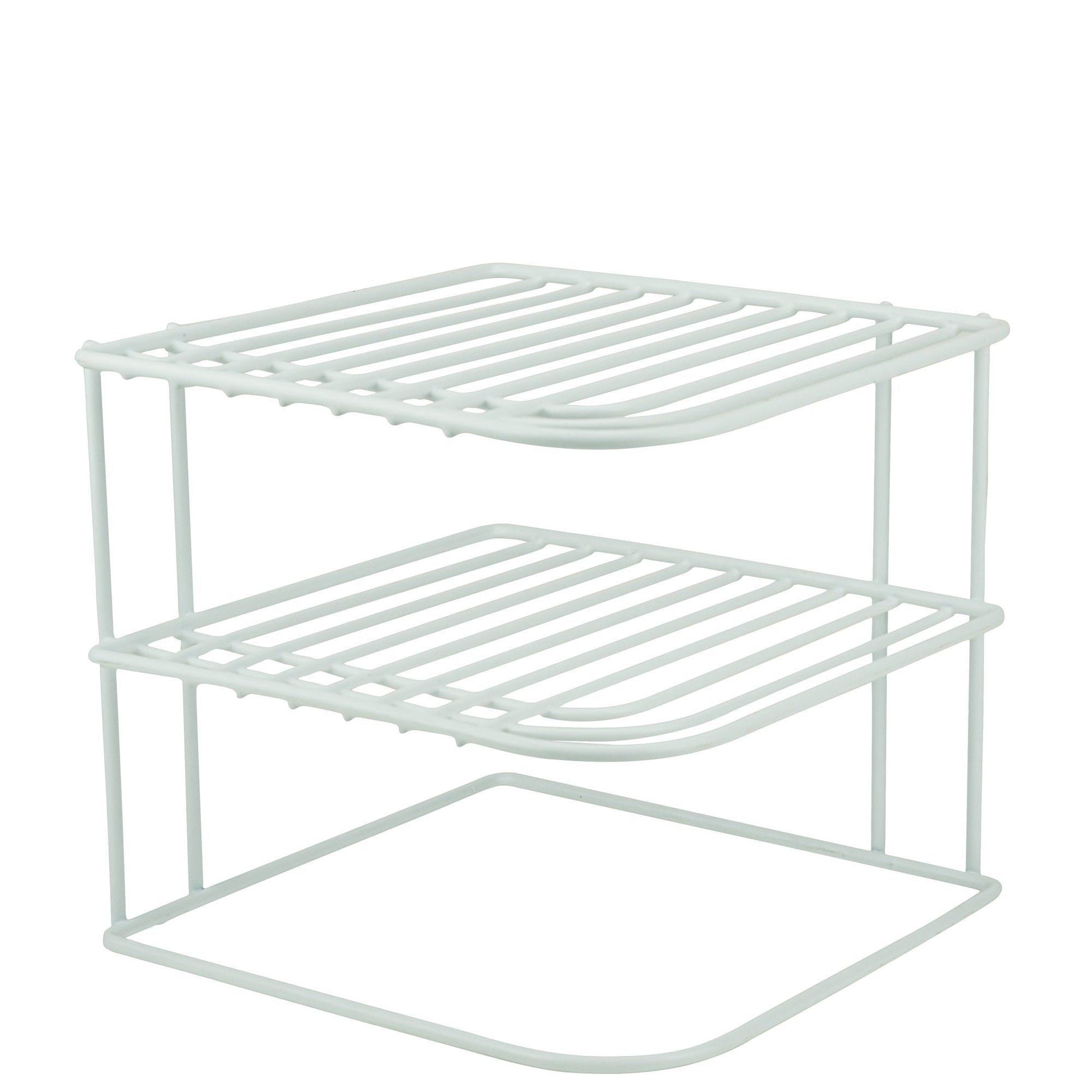 Discover decorrack set of 2 countertop corner shelf organizer 3 tier heavy duty corner rack counter and cabinet corner helper shelf free standing rack for kitchen counter pantry and cupboards white
