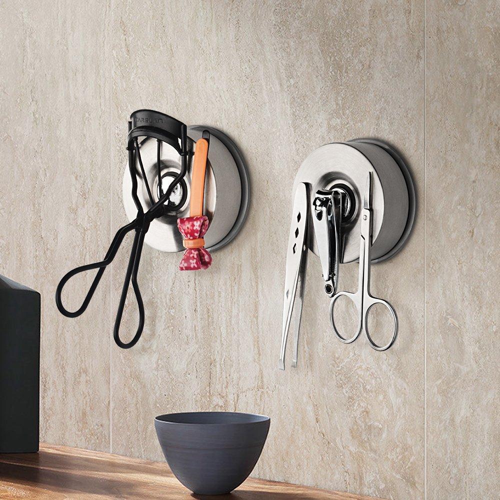 New yohom stainless steel 3 piece vacuum suction cup bathroom kitchen hardware accessory set with 18 5 towel bar rack 2 x shower robe hooks holder brushed finish