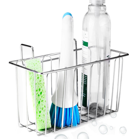 Shop here aceen kitchen sink sponge holder 304 stainless steel sink caddy organizer liquid drainer storage basket for sponge soap brush dishwashing accessories