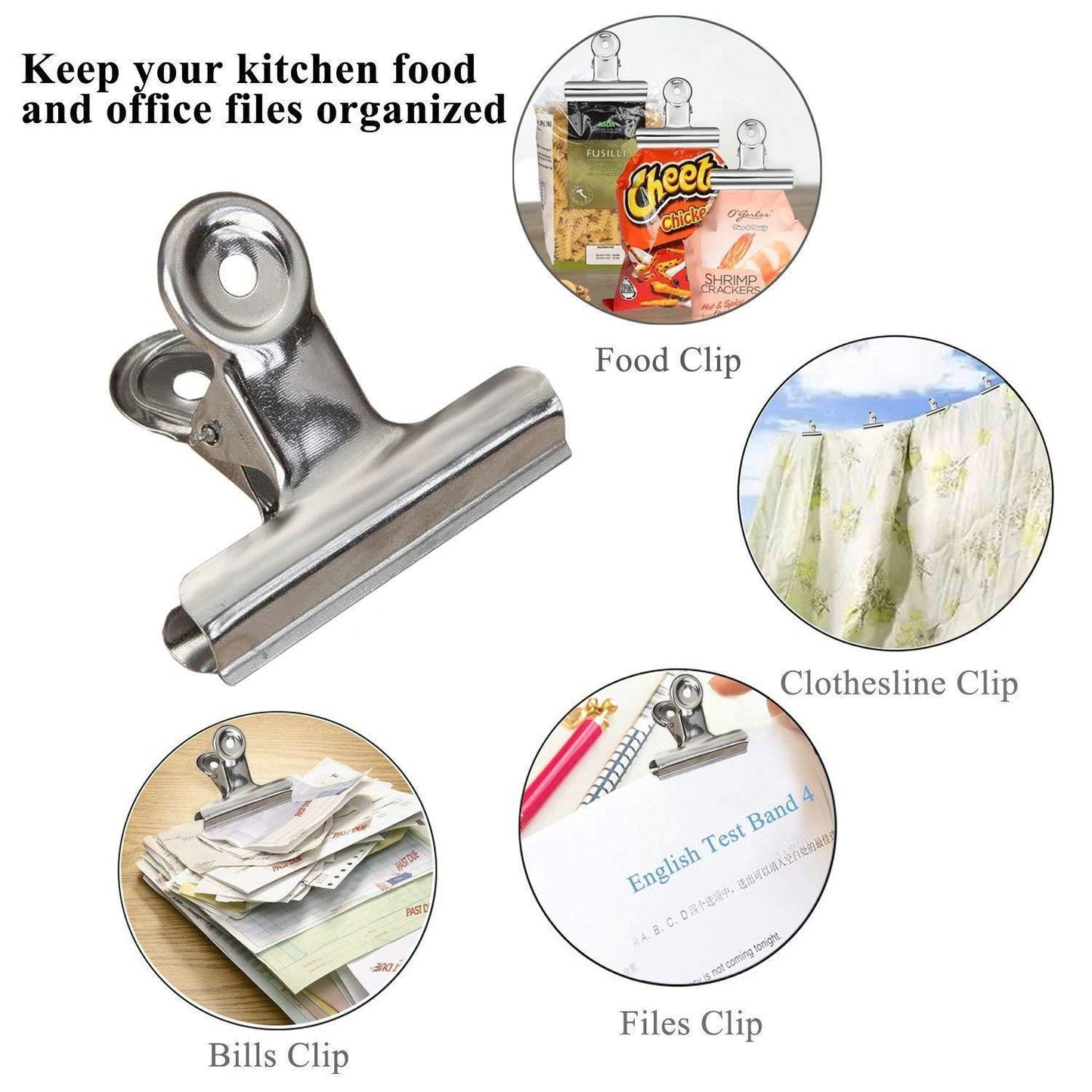 Shop chip clips bag clips food clips heavy duty stainless steel clips for bag food bag sealing clips all purpose air tight seal clip cubicle hooks for office school kitchen 18 pack 3 2 5 2