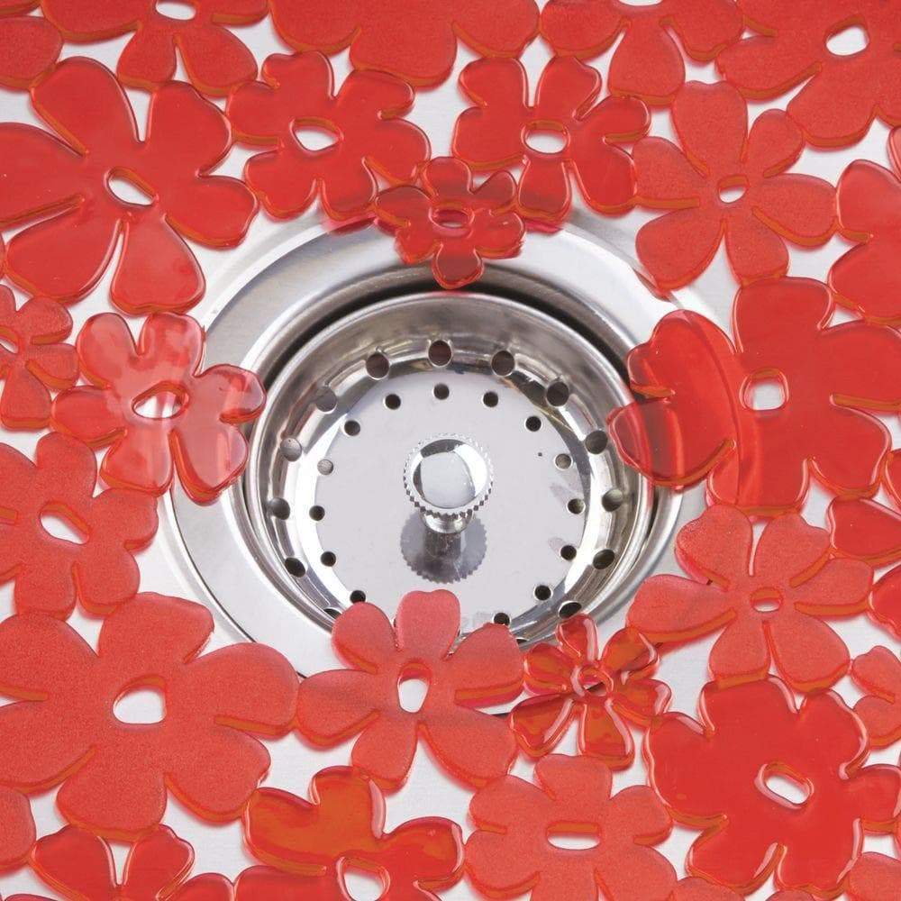 Explore mdesign decorative kitchen plastic sink protector set quick draining protect surfaces and dishes modern floral design includes 1 saddle 2 large mats set of 3 red