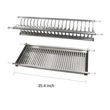 Discover modern 2 tier kitchen folding dish drying dryer rack 35 4 for cabinet stainless steel drainer plate bowl storage organizer holder