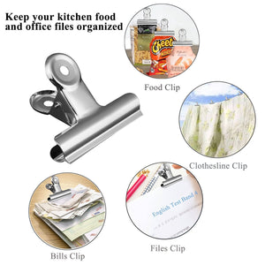 Top chip clips bag clips food clips set of 18 messar stainless steel heavy duty clips for bag silver all purpose air tight seal good grip clips for home kitchen office school 18 pack